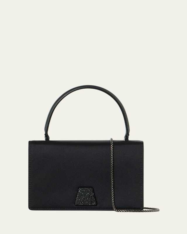 Alice Crystal Trapezoid Satin Micro Top-Handle Bag